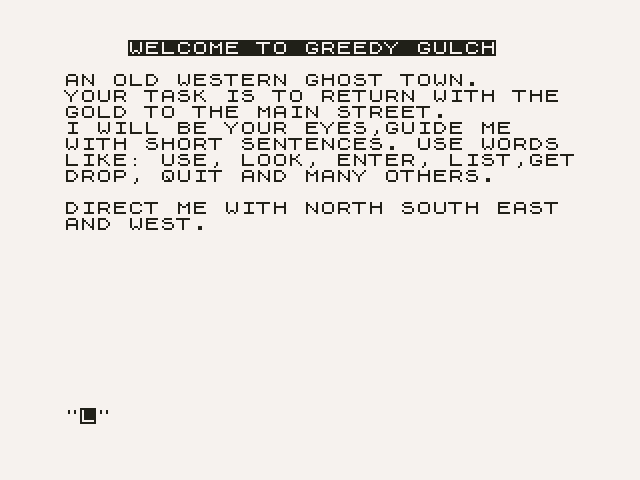 ZX 81 Adventure 1 Greedy Gulch