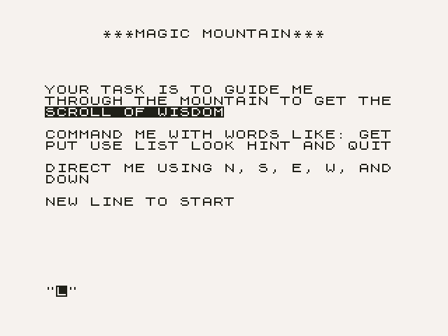 ZX 81 Adventure 1 Magic Mountain