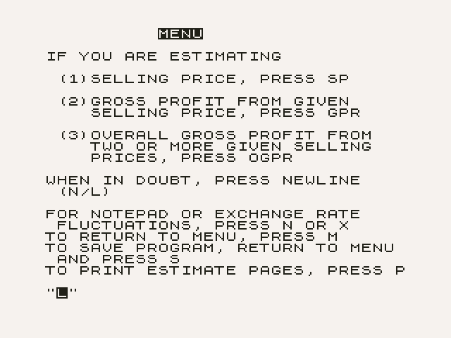 Estimating Program