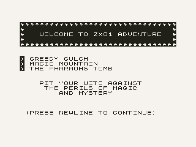 ZX 81 Adventure 1 Instructions