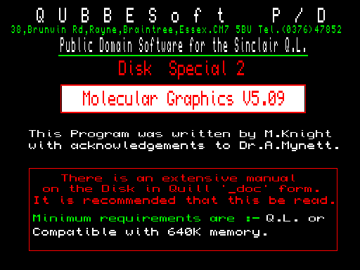 QUBBESoft P-D Disk Special 2 - Molecular Graphics v5.09 (PD-F)