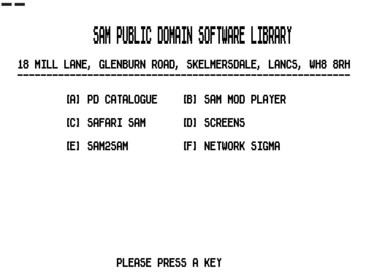 Sam Public Domain Software Library