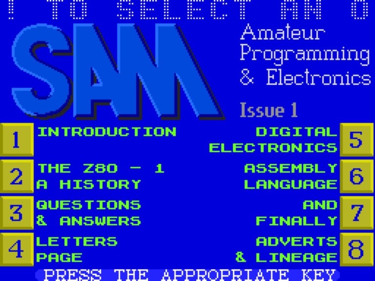 Sam Amateur Programming & Electronics Issue 1