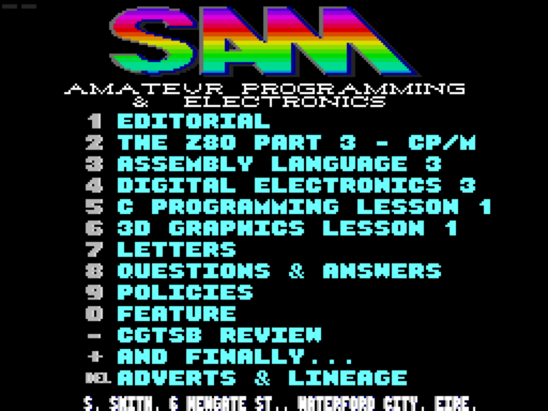 Sam Amateur Programming & Electronics Issue 3