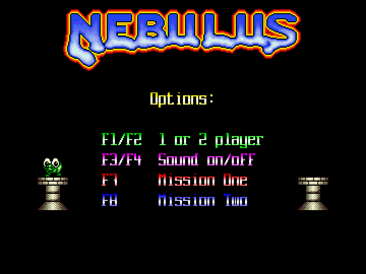 Nebulus — Original screen in the emulator
