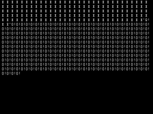 SPEEDSCREEN v1.24 (1295) — Screen printing benchmark running after entering the requested parameters. Screenshot from comparison copy SPEEDSCREEN v1.24 (1988 Creative CodeWorks) img BK Leszek.zip; not verification of the catalogued medium.