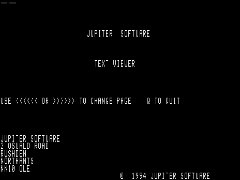 Jupiter Sotware Demo Disk