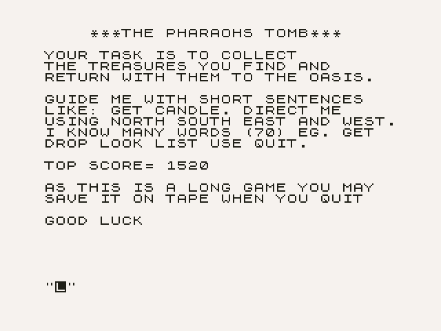 ZX 81 Adventure 1 Pharaoh's Tomb