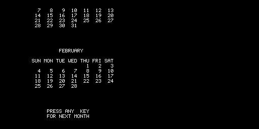 Calendar — calendario a posizione iniziale