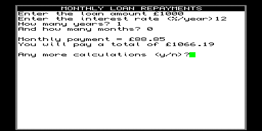 Monthly Loan Repayments