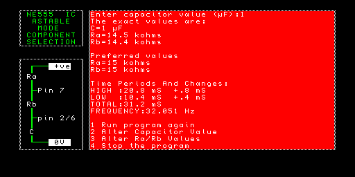 NE555 Component Selection · Dilwyn Jones