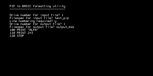 PIP to BASIC — utility di formattazione