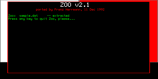 ZOO 2.1 — port QDOS di Frank Hermann, 1992