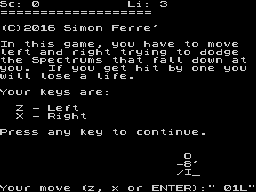 Dodgy Spectrum Game - In-game