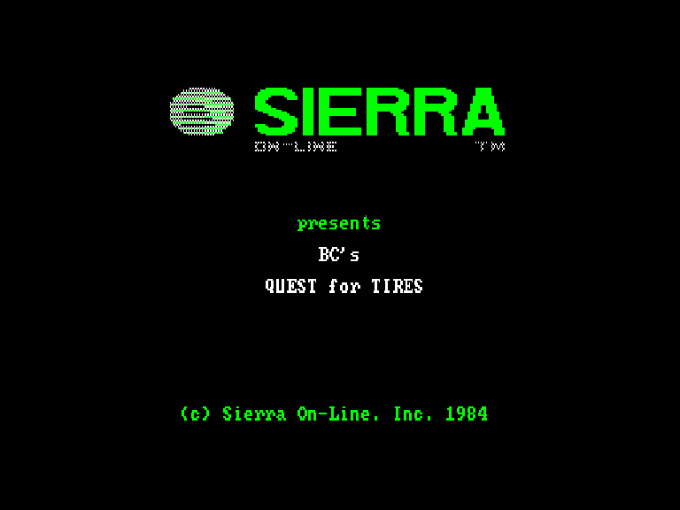 BC's Quest for Tires for Sinclair QL: Sierra On-Line title screen.