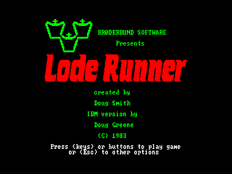 Lode Runner for Sinclair QL: title screen with the game logo.