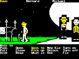 Maniac Mansion — pantalla de juego, ZX Spectrum 128K