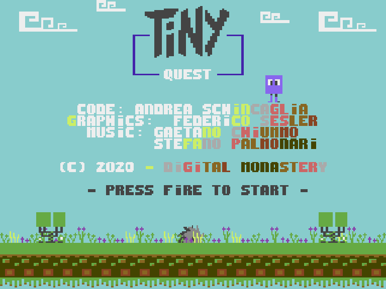 Tiny Quest — pantalla inicial de Atari ST compartida con la ficha Falcon