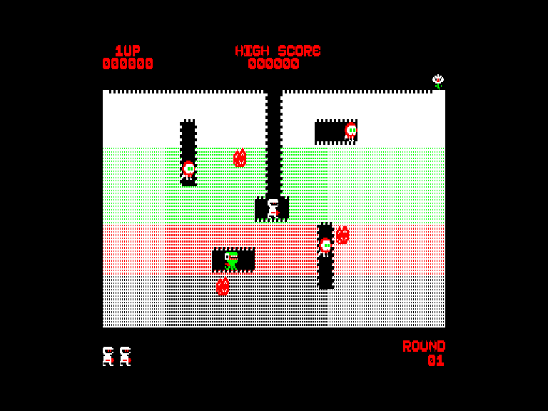 Dig Dug — El primer nivel de la versión Sinclair QL.